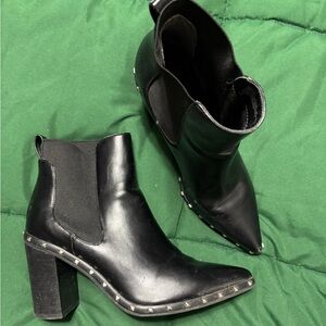 Charles David Black Studded Pointed Toe Ankle Boots